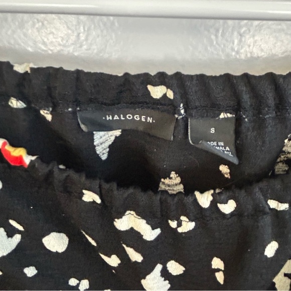 Halogen Black Animal Print Off The Shoulder Ruched Balloon Sleeves Size Small - Picture 7 of 9